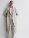Reiss Stone Petite Long Wool Blend Blindseam Coat In Gray