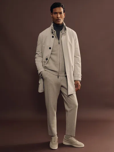 Reiss Stone Hybrid Removable Funnel Neck Overcoat In Neutral