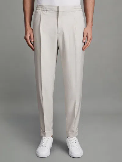 Reiss Stone Relaxed Drawstring Trousers With Turn-ups In Gray