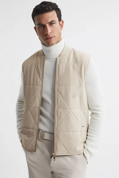 Reiss Stone Hybrid Knitted-quilted Sleeveless Jacket