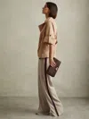 Reiss Stone Side Stripe Wide Leg Trousers