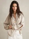 Reiss Womens Nova Long-sleeved Stretch-woven Shirt Neutral In Gray