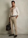 Reiss Stone Slim Fit Washed Cotton Blend Chinos