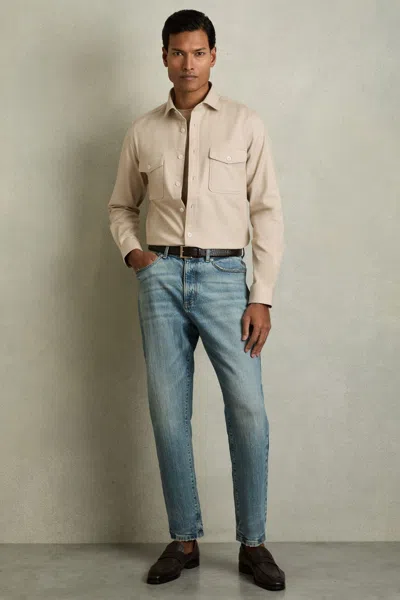 Reiss Stone Stretch-cotton Twill Twin-pocket Overshirt