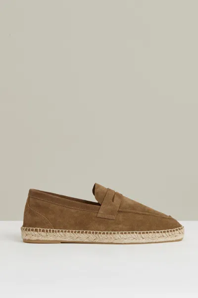 Reiss Stone Suede Penny-strap Espadrilles