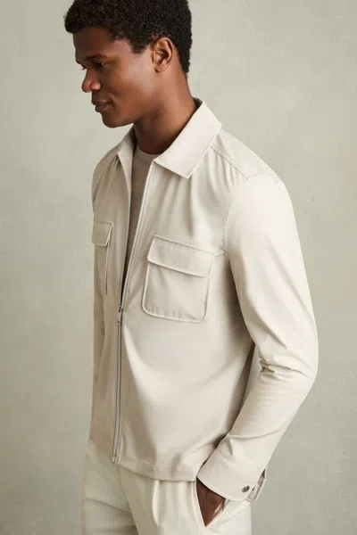 Reiss Stone Technical Zip-through Overshirt