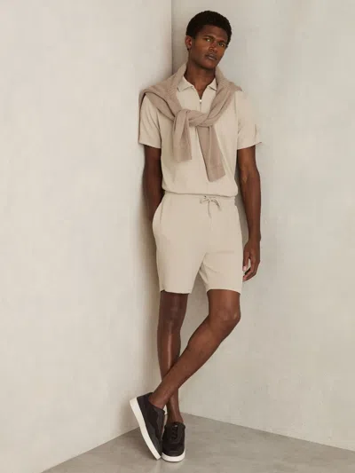 REISS STONE TEXTURED DRAWSTRING SHORTS
