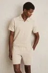 Reiss Stone Textured Half-zip Polo Shirt