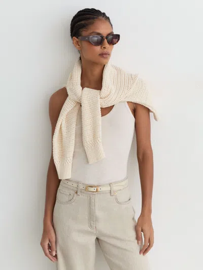 Reiss Stone Thin Leather Half-keeper Belt In Gold
