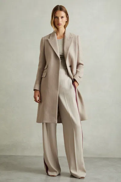 Reiss Stone Wool Blend Double Breasted Coat