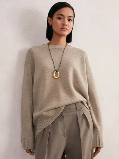 Reiss Stone Wool-cashmere Crew-neck Jumper In Gray