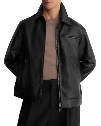 Reiss Strader Leather Jacket In Black