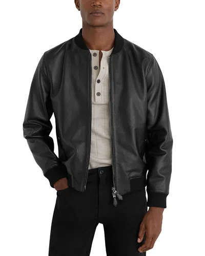 Reiss Strain Leather Bomber Jacket In Black