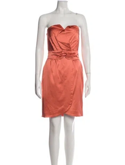 Pre-owned Reiss Strapless Mini Dress In Orange