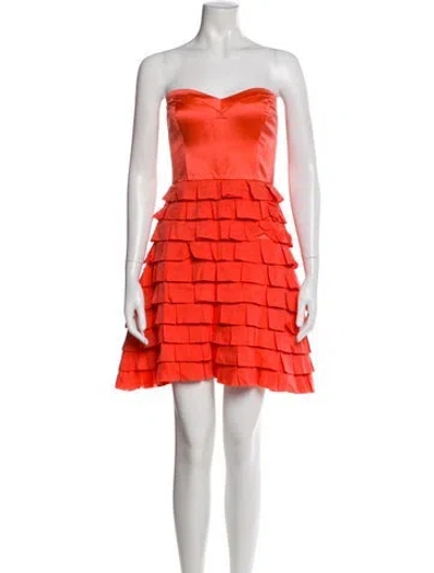 Pre-owned Reiss Strapless Mini Dress In Orange