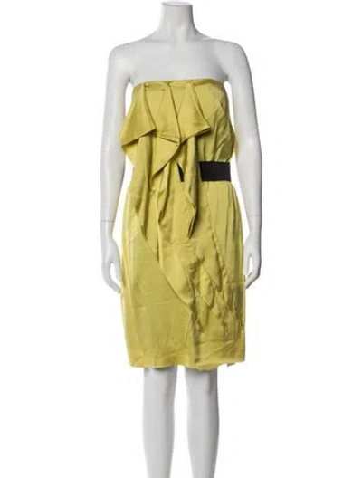 Pre-owned Reiss Strapless Mini Dress In Yellow