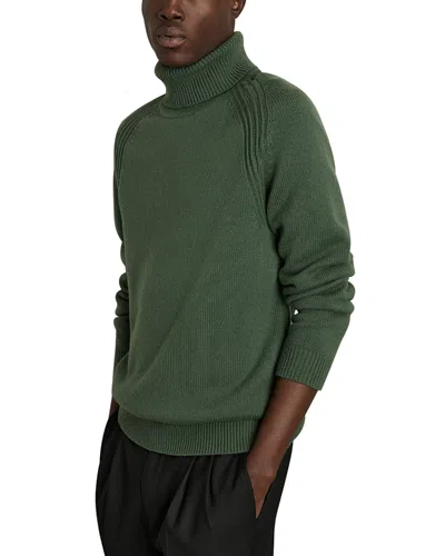 Reiss Stratus Wool & Nylon Seam Detail Regular Fit Turtleneck Sweater In Green Smoke