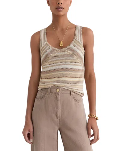 Reiss Womens Dark Neutral Miriam Striped Scoop-neck Knitted Vest In Brown