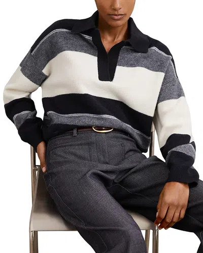 Reiss Stripe Long Sleeve Sweater In Blue