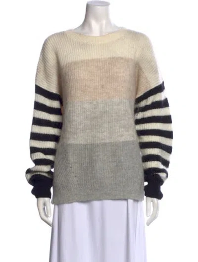 Pre-owned Reiss Striped Bateau Neckline Sweater In Neutral