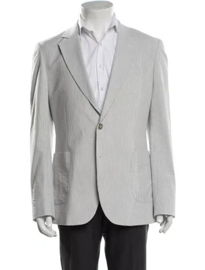 Pre-owned Reiss Striped Blazer In White