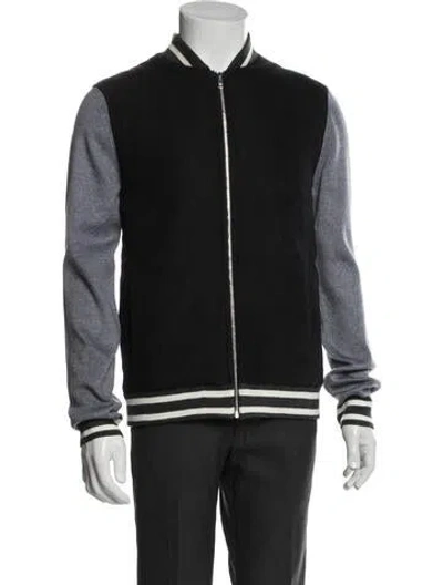 Pre-owned Reiss Striped Bomber Jacket W/ Tags In Black