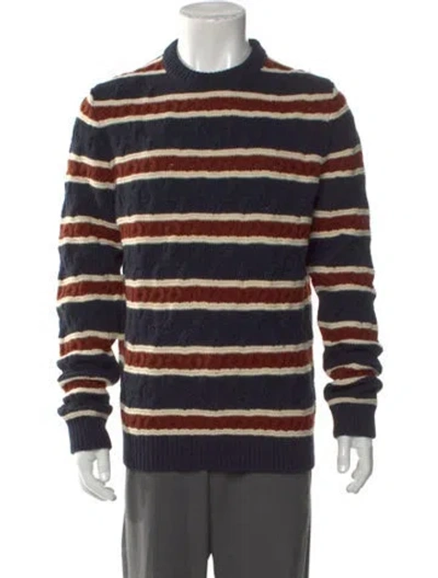 Pre-owned Reiss Striped Crew Neck Pullover In Blue