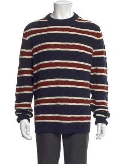 Pre-owned Reiss Striped Crew Neck Pullover In Blue