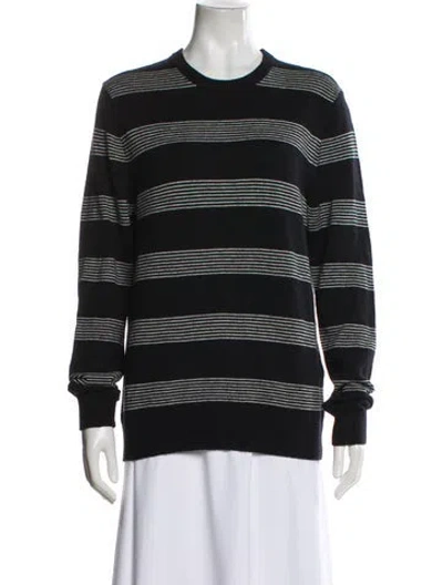 Pre-owned Reiss Striped Crew Neck Sweater In Black