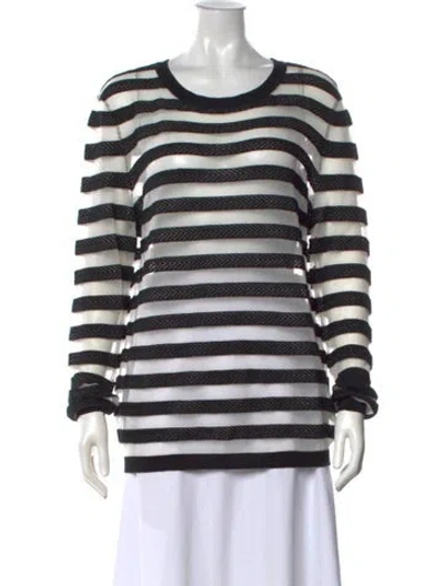 Pre-owned Reiss Striped Crew Neck Sweater In Black