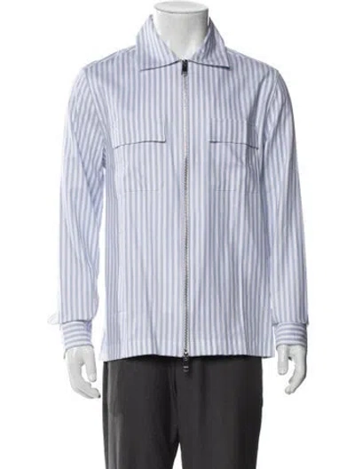 Pre-owned Reiss Striped Jacket In Blue