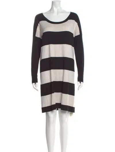 Pre-owned Reiss Striped Knee-length Dress In Black