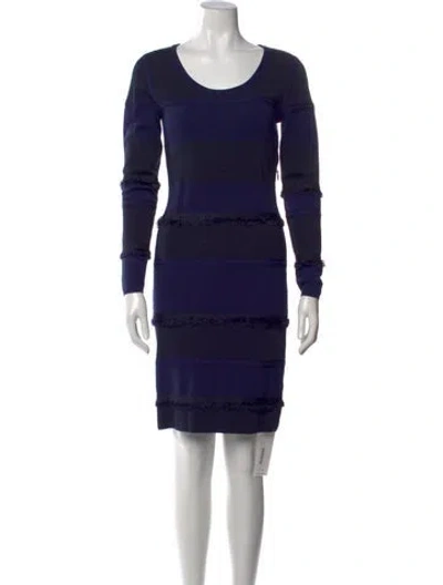 Pre-owned Reiss Striped Knee-length Dress In Blue