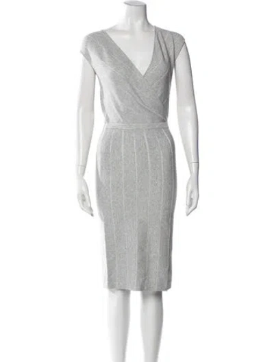 Pre-owned Reiss Striped Knee-length Dress In Gray