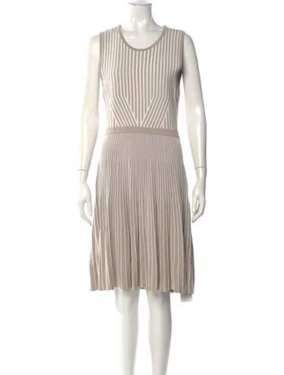 Pre-owned Reiss Striped Knee-length Dress In Neutral