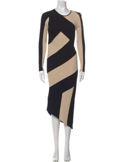 Pre-owned Reiss Striped Long Dress In Neutral