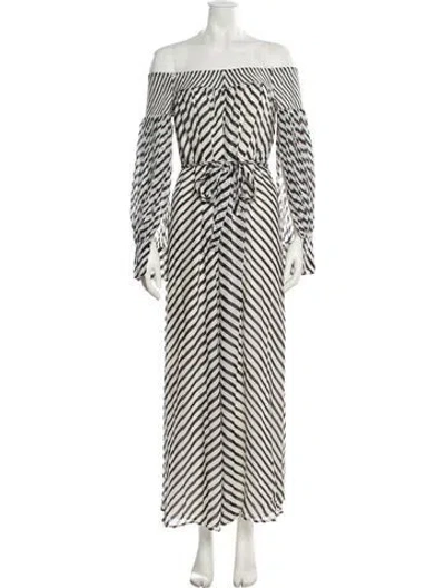 Pre-owned Reiss Striped Long Dress W/ Tags In Neutral
