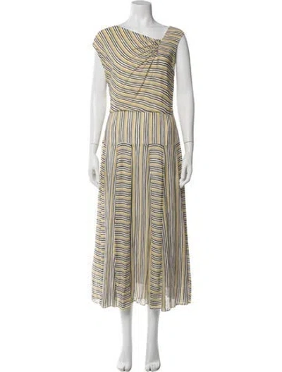 Pre-owned Reiss Striped Long Dress In White