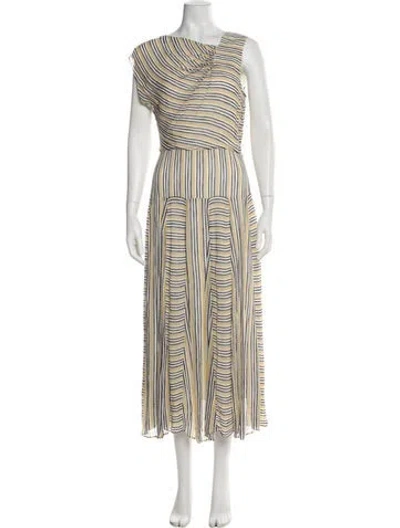 Pre-owned Reiss Striped Midi Length Dress In Multi