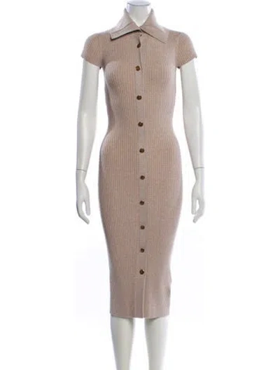 Pre-owned Reiss Striped Midi Length Dress In Neutral