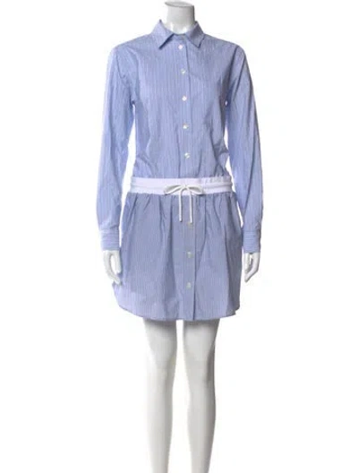 Pre-owned Reiss Striped Mini Dress In Blue