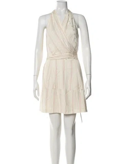 Pre-owned Reiss Striped Mini Dress In Neutral
