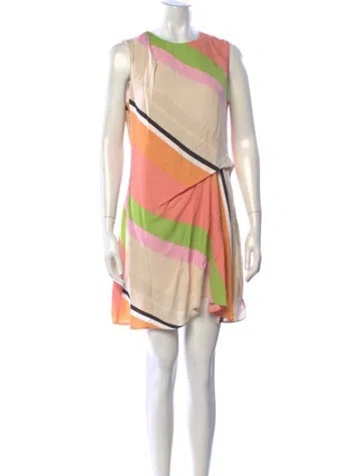 Pre-owned Reiss Striped Mini Dress In Pink