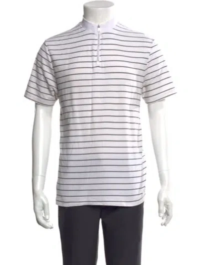 Pre-owned Reiss Striped Mock Neck Pullover In White