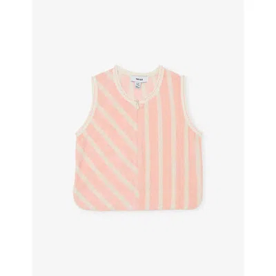 Reiss Kids' Peach Striped Two-piece Cotton-blend Towelling Set 9-13 In Multi
