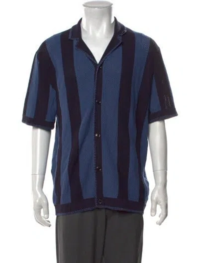 Pre-owned Reiss Striped V-neck Cardigan In Blue