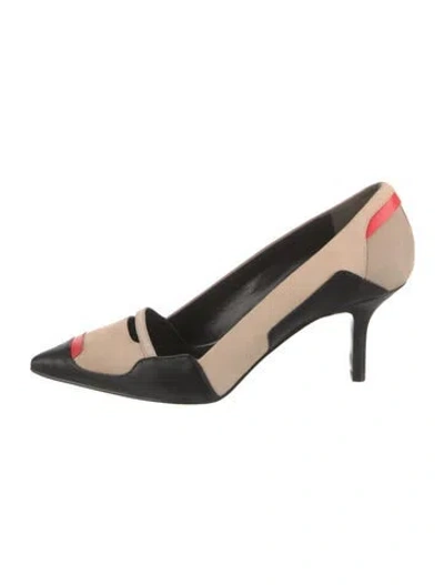 Pre-owned Reiss Suede Colorblock Pattern Slingback Pumps In Black