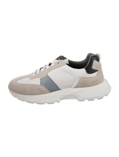 Pre-owned Reiss Suede Colorblock Pattern Sneakers In Silver