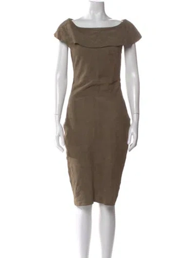 Pre-owned Reiss Suede Knee-length Dress In Brown