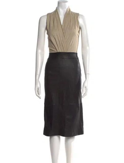 Pre-owned Reiss Suede Midi Length Dress In Black